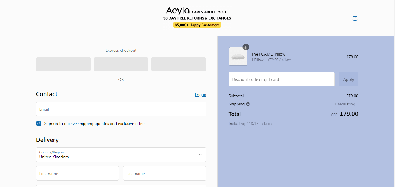 How to apply Aeyla UK coupon code